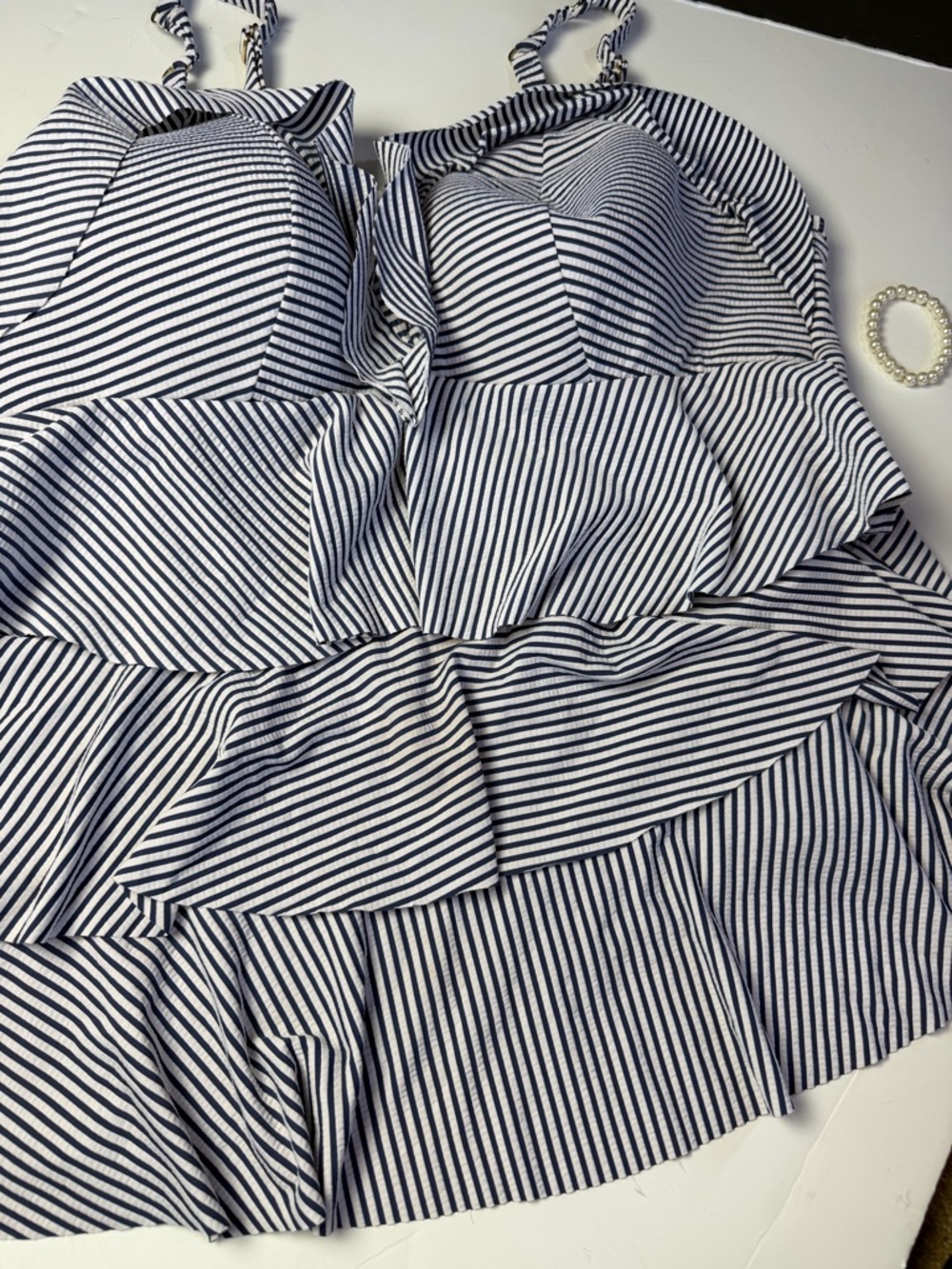 Swim by Cacique Striped Navy & White Two-Piece Skirt Set - Picture 8 of 14